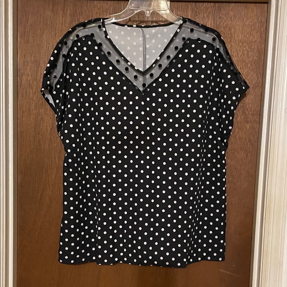 Polka Dot V-Neck Women's Top